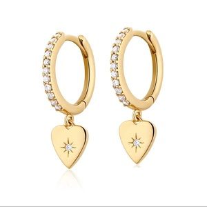 Sterling silver heart huggie earrings